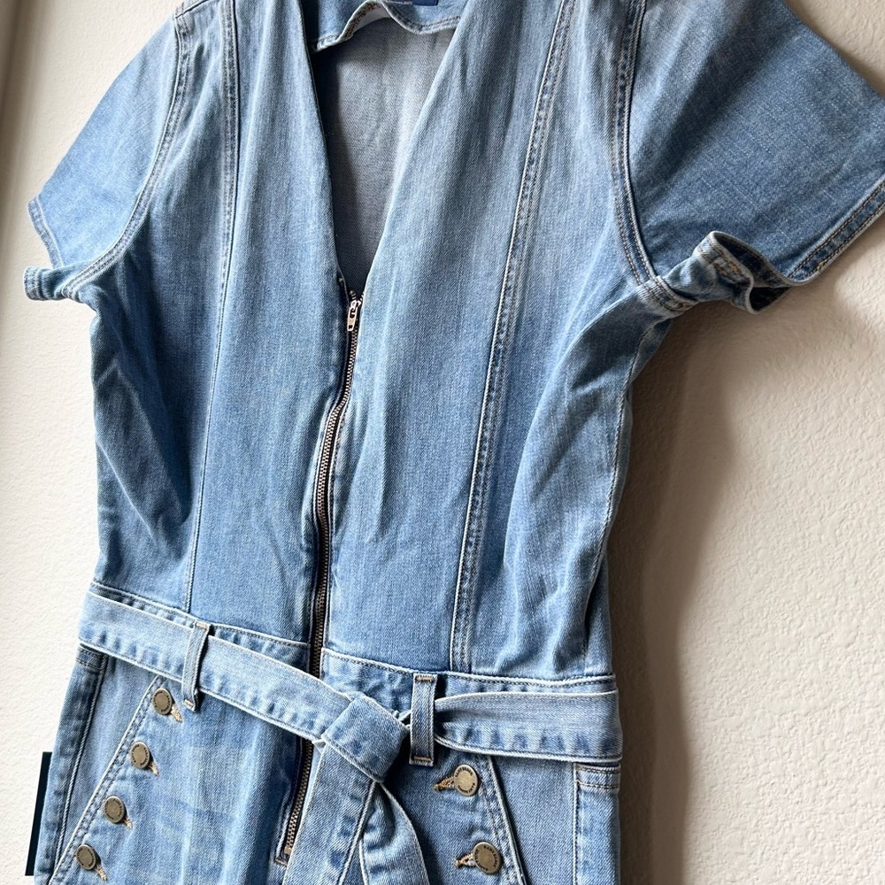 NWT Ramy Brook Helena Zip Front Flared Leg Light
Wash Denim Jumpsuit Sz 30 - Picture 7 of 14